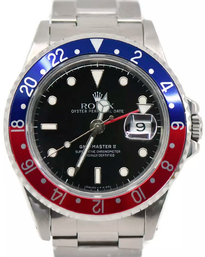 Rolex GMT-Master II "Pepsi" 40MM Black Dial Oyster Bracelet (16710)