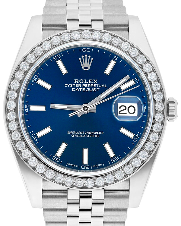 Rolex Datejust 41MM Aftermarket Bezel Blue Dial Jubilee Bracelet (126300)