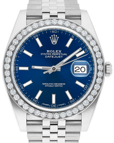 Rolex Datejust 41MM Aftermarket Bezel Blue Dial Jubilee Bracelet (126300)