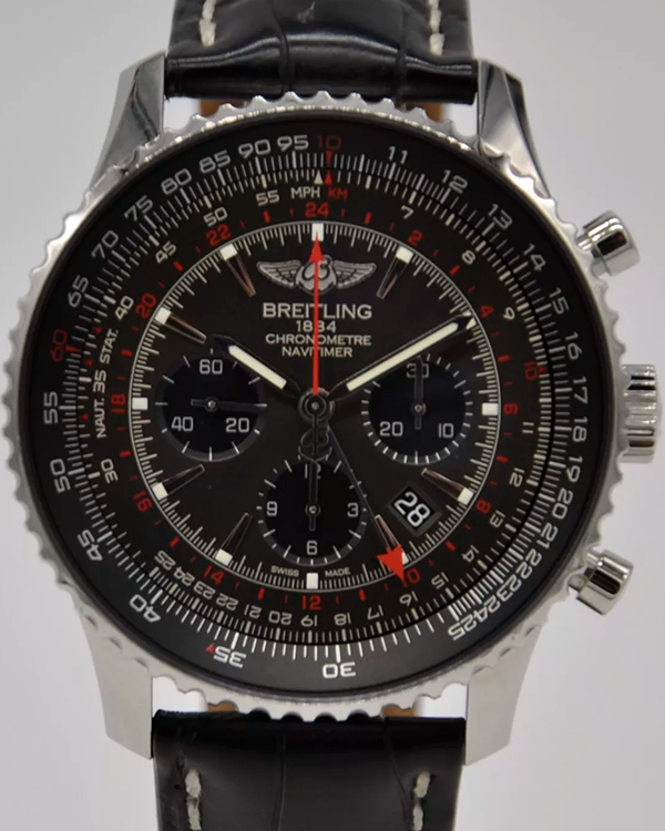 2019 Breitling Navitimer GMT B04 Chronograph L.E. 48MM Grey Dial Leather Strap (AB04413A/F573)