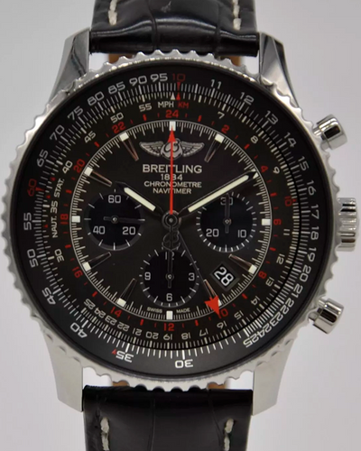 2019 Breitling Navitimer GMT B04 Chronograph L.E. 48MM Grey Dial Leather Strap (AB04413A/F573)