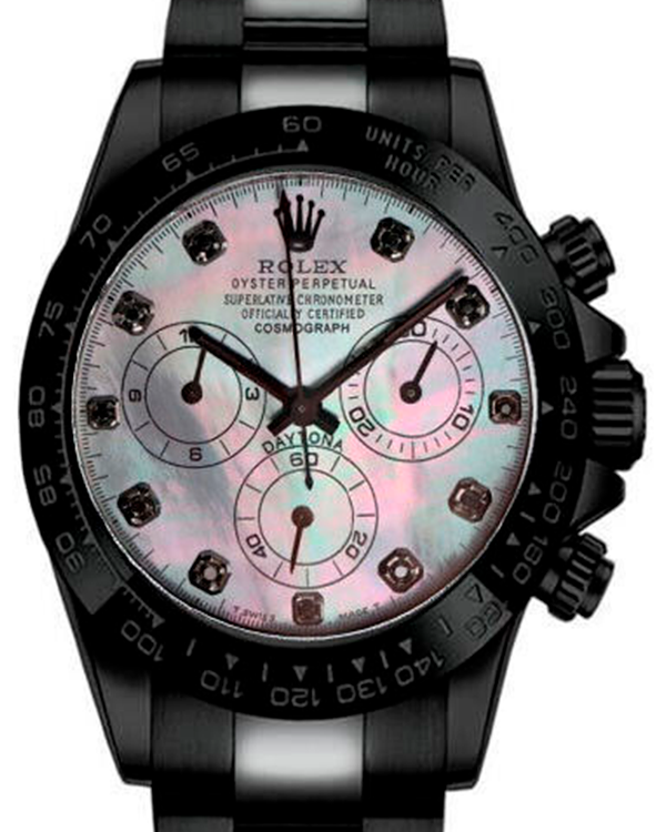 Rolex Cosmograph Daytona 40MM Aftermarket Black Mother Of Pearl Dial Steel/PVD/ DLC Bracelet (116523)