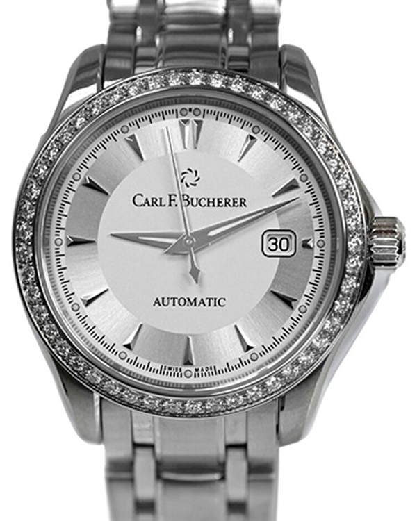 Carl F. Bucherer Manero 30MM Diamond Silver Dial Steel Bracelet (10911.08)