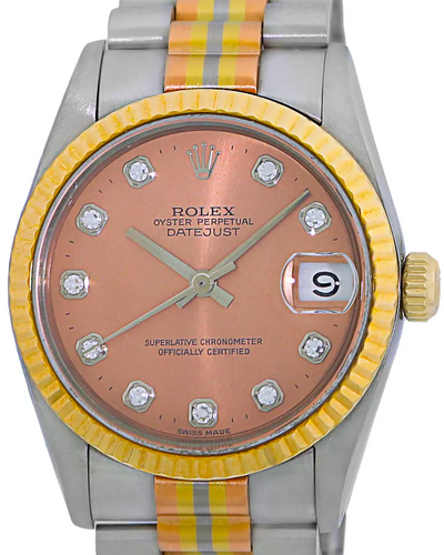 Rolex Datejust 31MM Pink Dial Tridor President Bracelet (68279B)