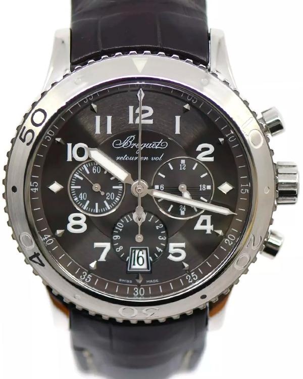 Breguet Type XXI "Transatlantique" 42MM Grey Dial Leather Strap (3810)