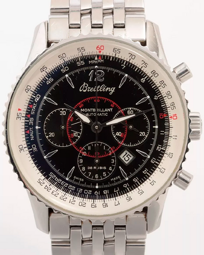 Breitling Montbrillant 38MM Black Dial Steel Bracelet (A41330)