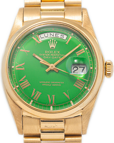 Rolex Day-Date Vintage 36MM Green Dial Yellow Gold President Bracelet (1802)