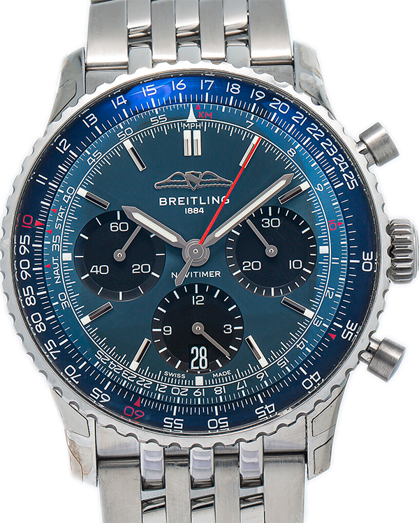 Breitling Navitimer Chronograph 41MM Blue Dial Steel Bracelet (AB0139)