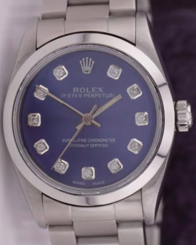 Rolex Oyster Perpetual 31MM Aftermarket Blue Dial Steel Bracelet (77080)