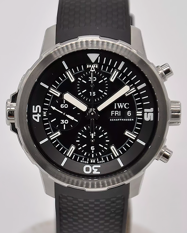 2015 IWC Schaffhausen Aquatimer Chronograph  44MM Black Dial Rubber Strap (IW376803)