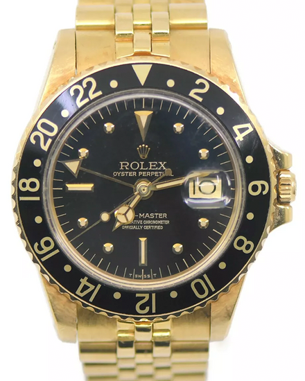 Rolex GMT-Master 40MM Black Dial Yellow Gold Jubilee Bracelet (1675)
