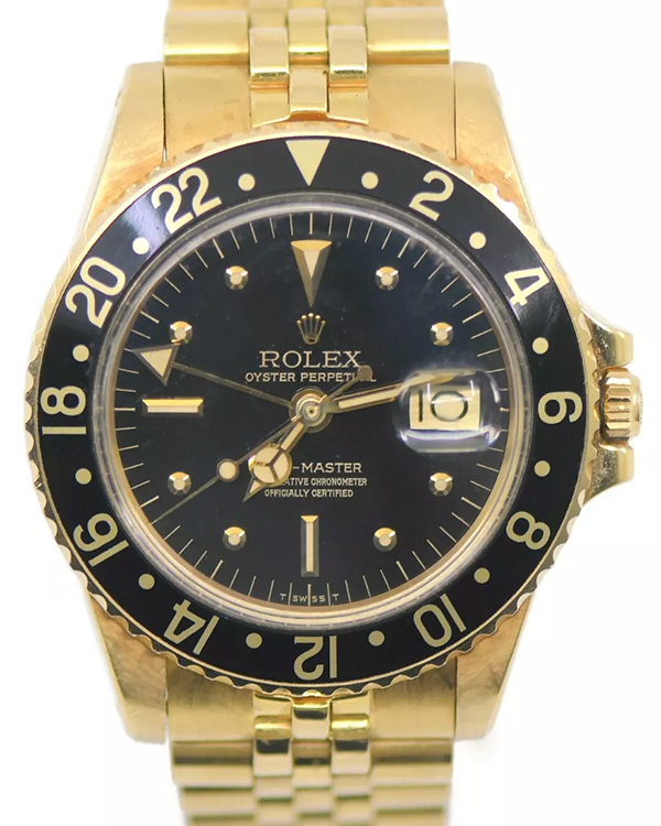 Rolex GMT-Master 40MM Black Dial Yellow Gold Jubilee Bracelet (1675)