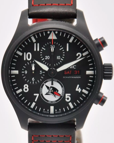 2022 IWC Schaffhausen Pilot "Tophatters" 44.5MM Black Dial Leather Strap (IW389108)