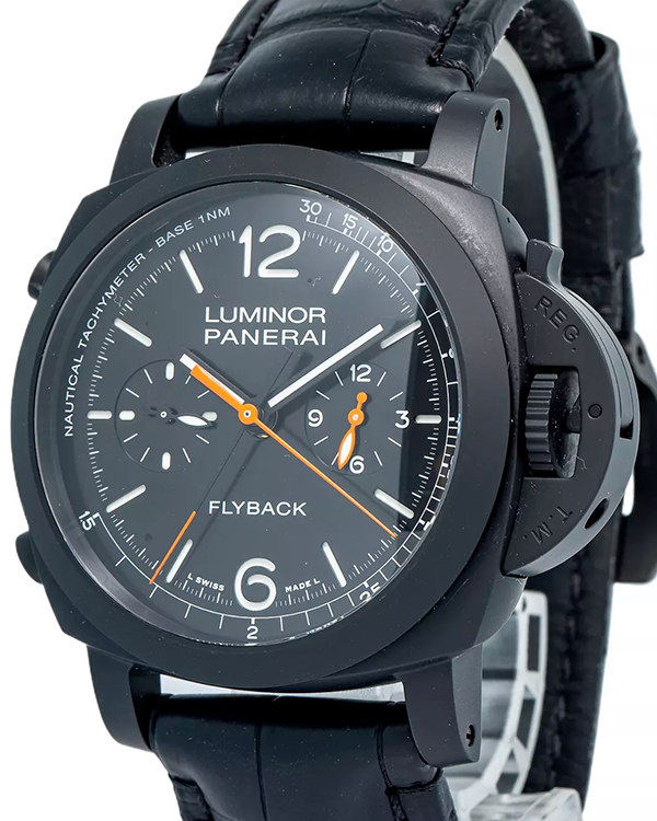 Panerai Luminor Marina Automatic Flyback Chronograph 44MM Black Dial Leather Strap (PAM01298)