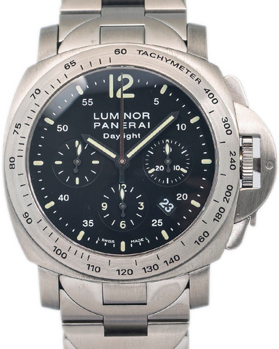 Panerai Luminor Daylight 44MM Black Dial Steel Bracelet (PAM00236)