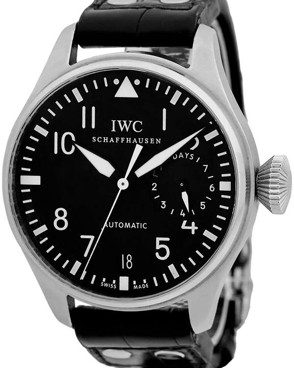 IWC Schaffhausen Pilot 7 Days Power Reserve 46MM Black Dial Leather Strap (IW5004)