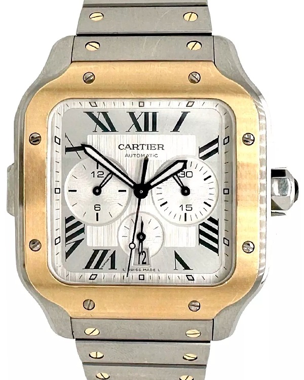 Cartier Santos de Cartier 44.9x51.3MM Silver Dial Two-Tone Bracelet (W2SA0008)