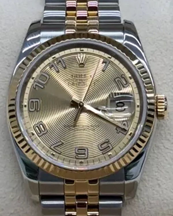 2008 Rolex Datejust 36MM Champagne "Concentric" Dial Two-Tone Jubilee Bracelet (116233)