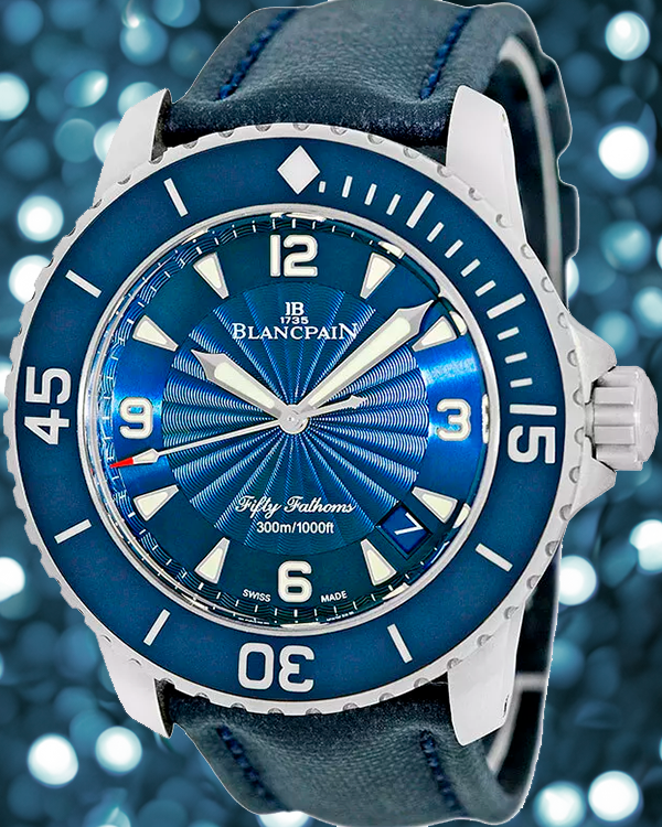 2018 Blancpain Fifty Fathoms 45MM Blue "Flinqué" Dial Textile Strap (5015-1140-52B)