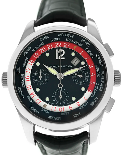 Girard Perregaux World Time 43MM Black Dial Leather Strap (4980)