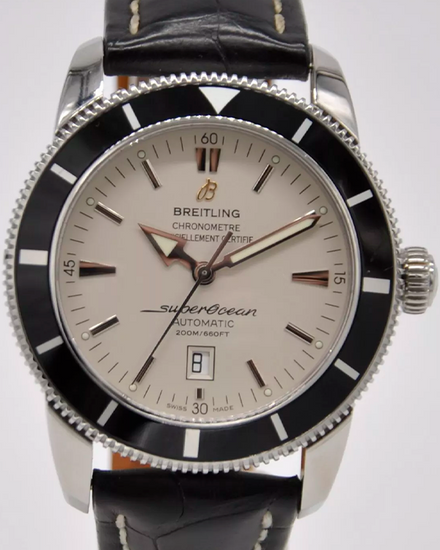 2012 Breitling Superocean Heritage 46MM Silver Dial Leather Strap (A1732024/G642)