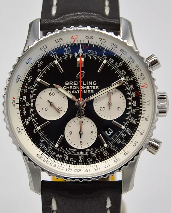 2024 Breitling Navitimer 1 B01 Chronograph 43MM Black Dial Leather Strap (AB0121211B1X1)