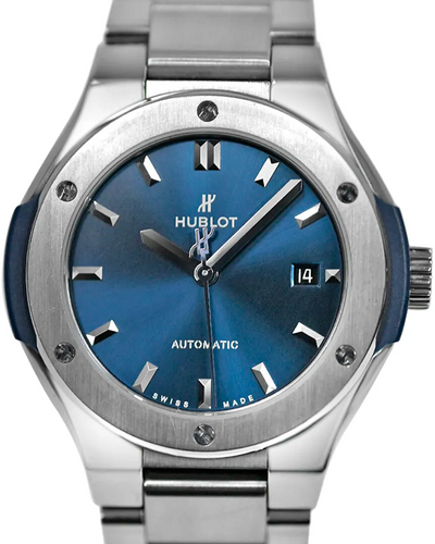 Hublot Classic Fusion 33MM Blue Dial Titanium Bracelet (585.NX.7170.NX)