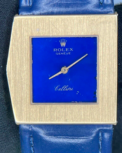 Rolex Cellini King Midas 28MM Blue Dial Aftermarket Leather Strap (40179)