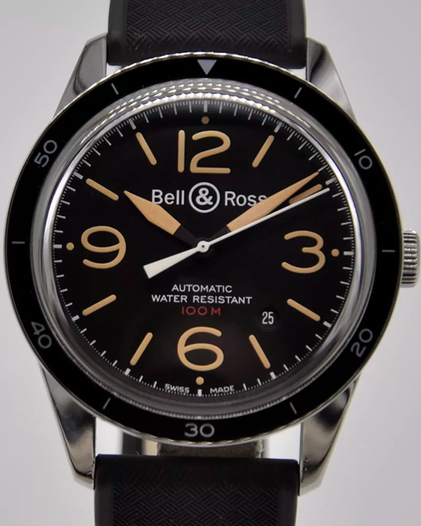 Bell & Ross BR 123 Sport Heritage 43MM Black Dial Rubber Strap (BR123-92)