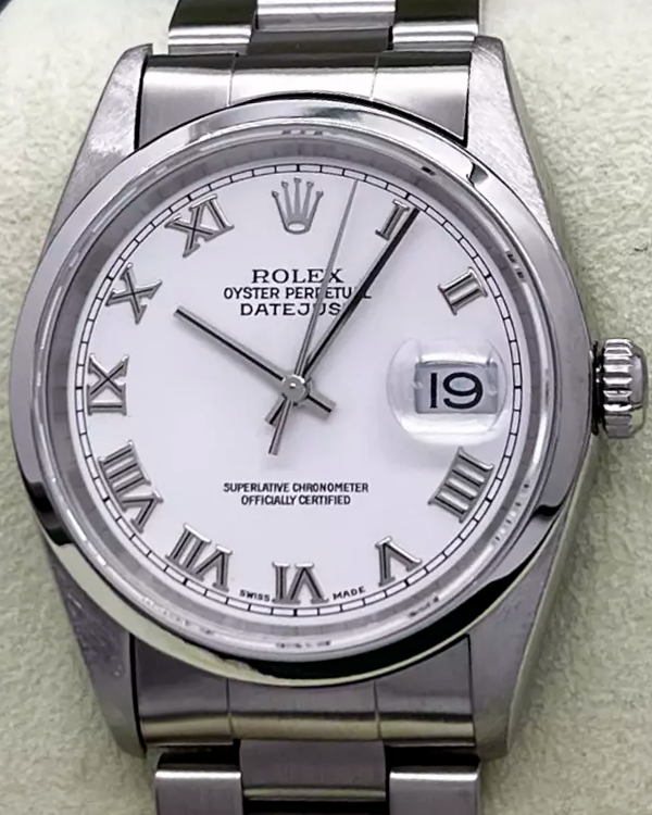 2000 (A Serial) Rolex Datejust 36MM White Dial Oyster Bracelet (16200)