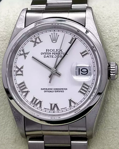 2000 (A Serial) Rolex Datejust 36MM White Dial Oyster Bracelet (16200)