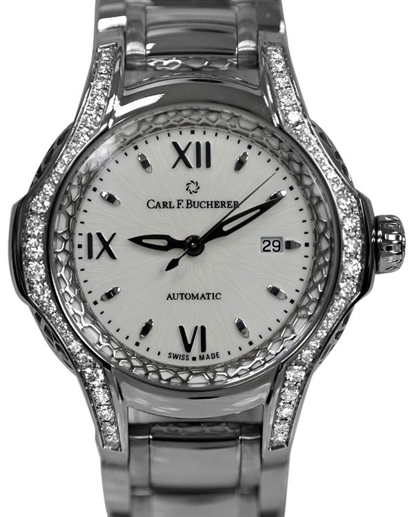 Carl F. Bucherer Adamavi 34MM White Dial Steel Bracelet (10580.08)