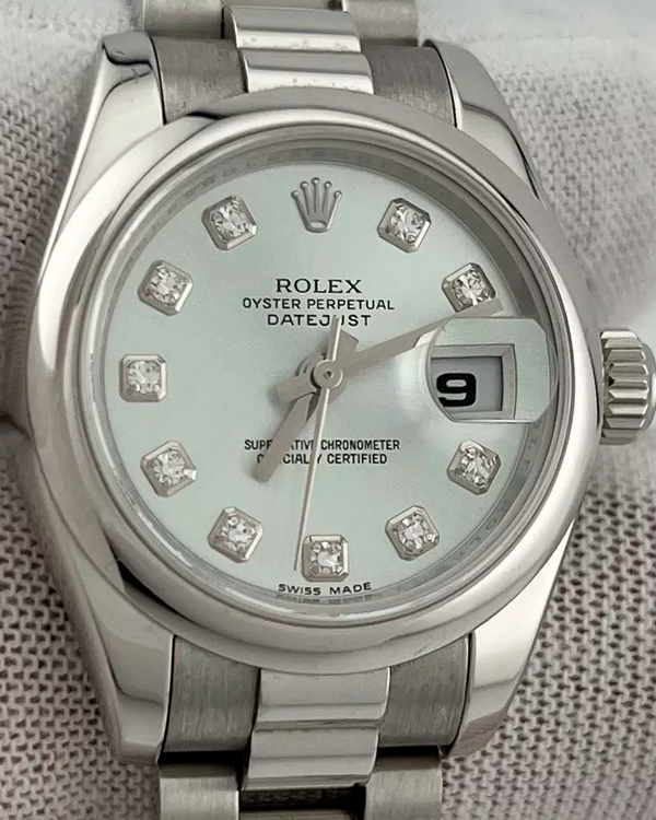 2008 (Z Serial) Rolex Lady-Datejust 26MM Glacier Blue Dial Platinum President Bracelet (179166)