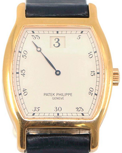 Patek Philippe Jump Hour 150th Anniversary Vintage 28X38MM White Dial Leather Strap (3969R)