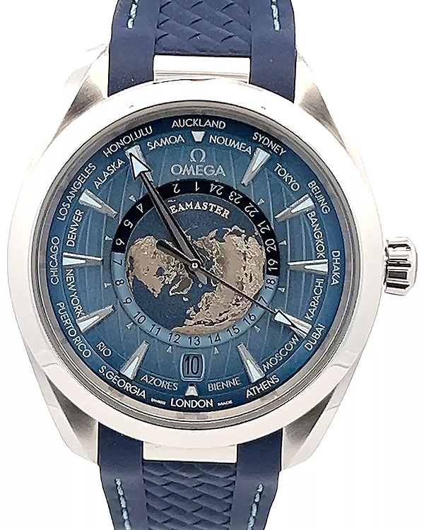 2024 Omega Seamaster Aqua Terra Worldtimer 43MM Blue Dial Rubber Strap (220.12.43.22.03.002)