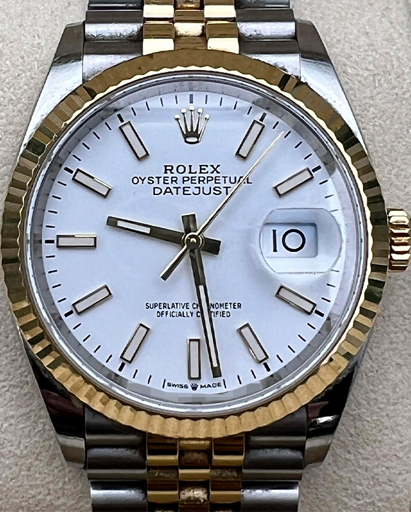 Rolex Datejust 36MM White Dial Two-Tone Jubilee Bracelet (126233)