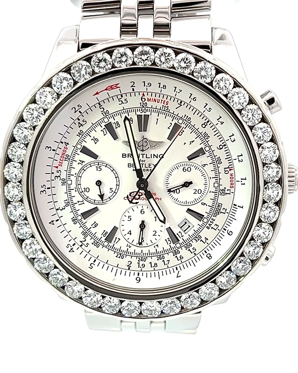 Breitling Bentley Motors 48MM White Dial Steel Bracelet (A25362)