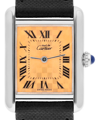 Cartier Tank Must de Cartier 22x30MM Quartz Orange Dial Leather Strap (2416)