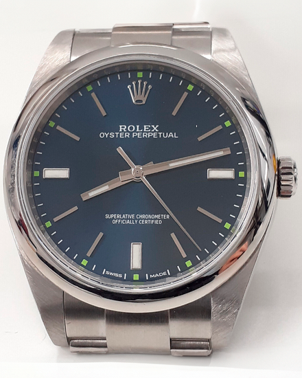 Rolex Oyster Perpetual 39MM Blue Dial Steel Bracelet (114300)