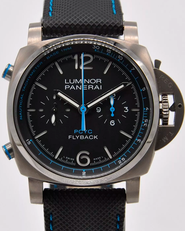 2020 Panerai Luminor 1950 Yacht Challenge Flyback Chronograph 44MM Black Dial Textile/Leather Strap (PAM00764)