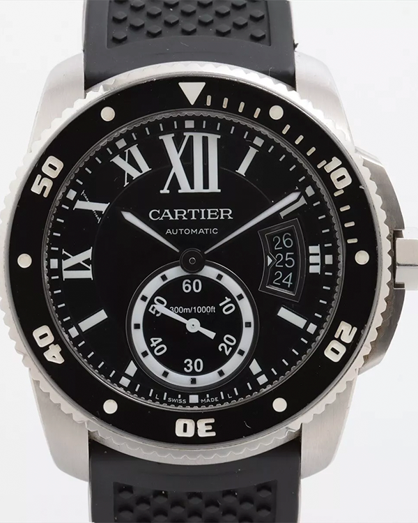 2015 Cartier Calibre de Cartier Diver 42MM Black Dial Rubber Strap (W7100056)