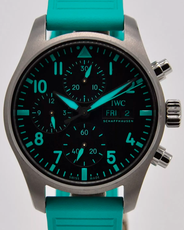 2023 IWC Schaffhausen Pilot Chronograph "Mercedes AMG Petronas Formula 1" 41MM Black Dial Rubber Strap (IW388108)