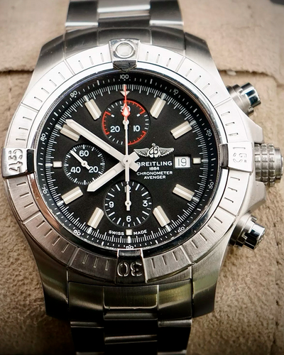 2023 Breitling Super Avenger Chronograph 48MM Black Dial Steel Bracelet (A13375101B1A1)