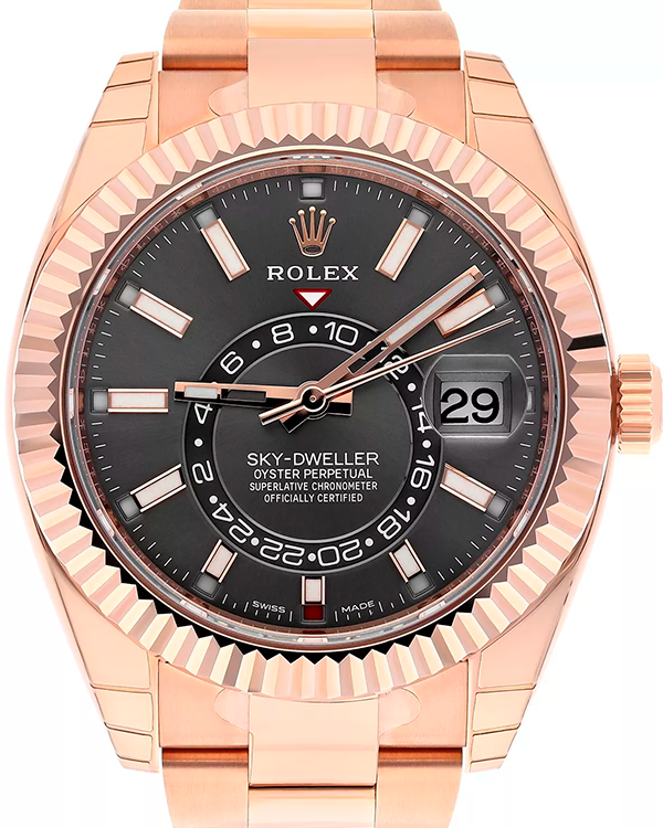 2021 Rolex Sky-Dweller 42MM Rhodium Dial Rose Gold Oyster Bracelet (326935)