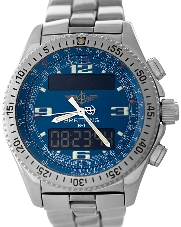 2009 Breitling Professional B-1 43MM Quartz Blue Dial Steel Bracelet (A68362)