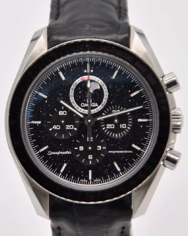 Omega Speedmaster Moonphase 44.25MM Black Dial Leather Strap (311.33.44.32.01.001)