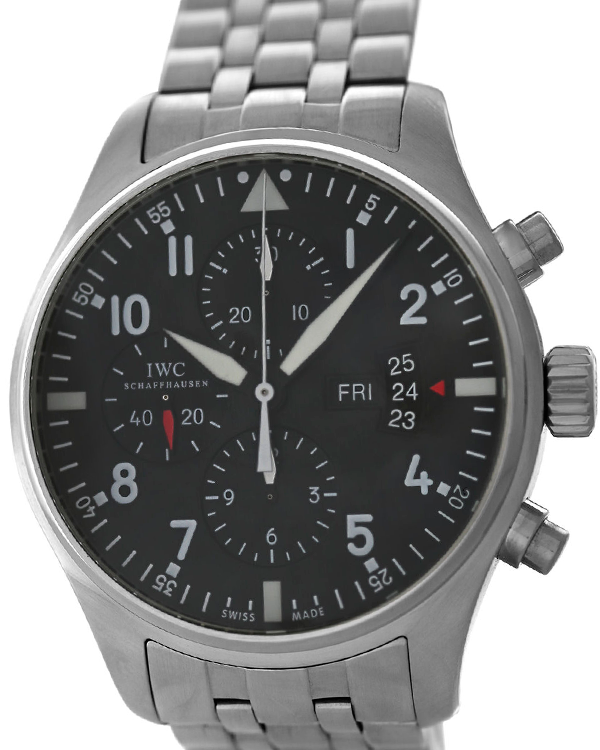 IWC Schaffhausen Pilot Chronograph 43MM Black Dial Steel Bracelet (IW377701)