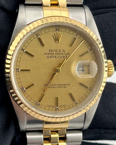 Rolex Datejust 36MM Linen Motif Champagne Dial Two-Tone Jubilee Bracelett (16233)