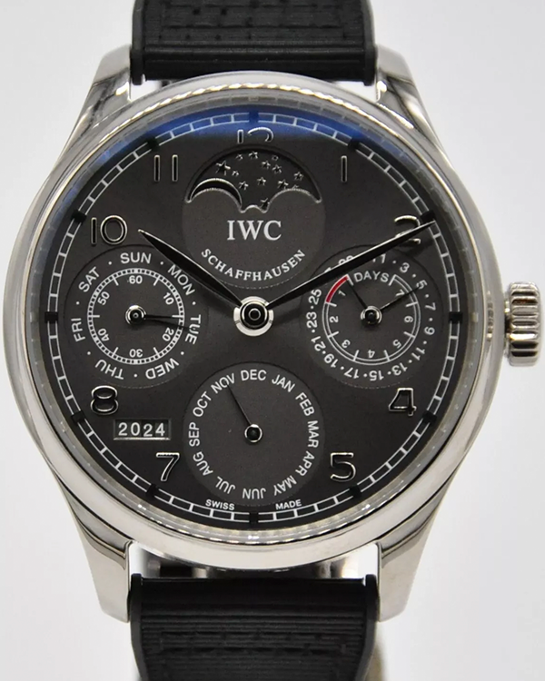 2014 IWC Schaffhausen Portugieser Perpetual Calendar 44.2MM Grey Dial Rubber Strap (IW502307)