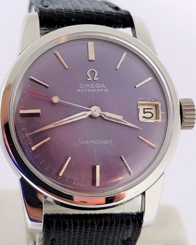 1962 Omega Seamaster Vintage 34MM Light Eggplant Dial Leather Strap (2849-1 SC)